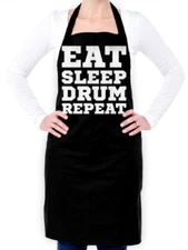 Eat Sleep Drum Repeat Unisex Apron - Rock - Music - Musician - Drummer - Ribbon