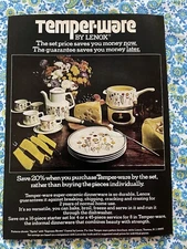 Vintage 1975 Lenox Temper-Ware Dinnerware Print Ad Super Ceramic
