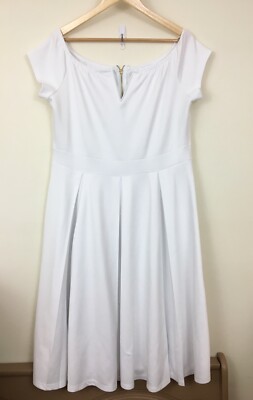 XXL White Cocktail Off the Shoulder Midi Dress Party Bride Bachelorette  Shower | eBay