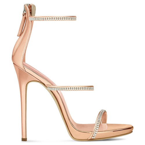 Women's Peep Toe High Heels Sandals Strappy Back Zip Ladies Wedding Party Shoes - Picture 5 of 23