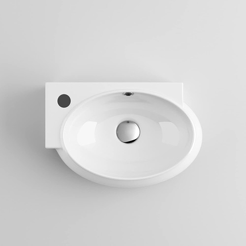 Lavabo Lavabo Baño Armario Ovalado Cerámica Mano Derecha Moderno Blanco - Imagen 5 de 5