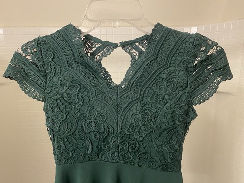 RARE EDITIONS Cap Sleeve Lace Bodice Skater Dress Girls 7 Hunter Green - Picture 3 of 11