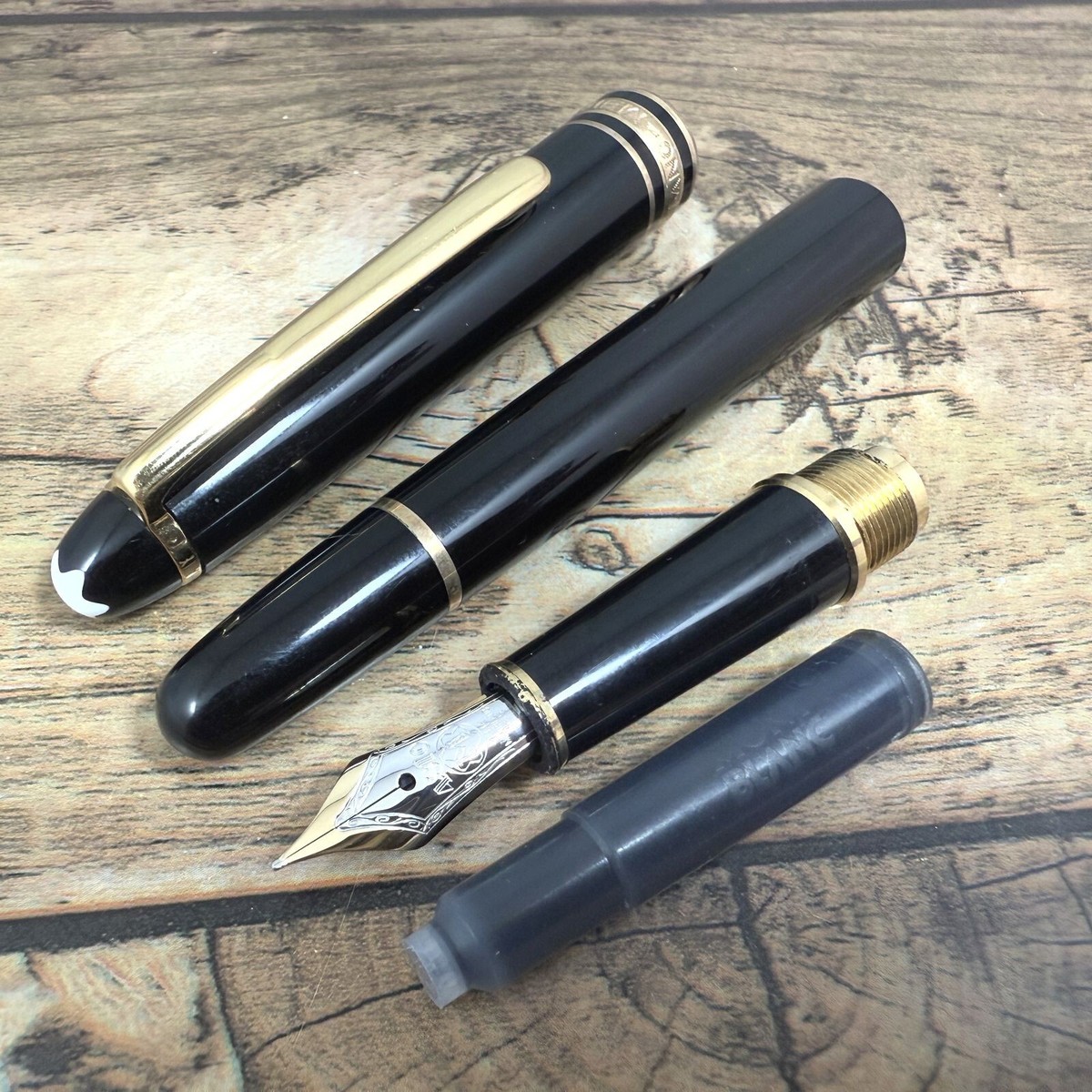 MONTBLANC MEISTERSTUCK 14K-585 NIB:F FOUNTAIN PEN VINTAGE BLACK