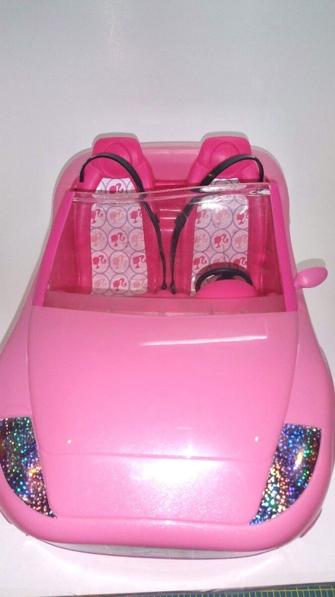 PINK CONVERTIBLE BARBIE CAR VERY GOOD CONDITION WITH ALL STICKERS