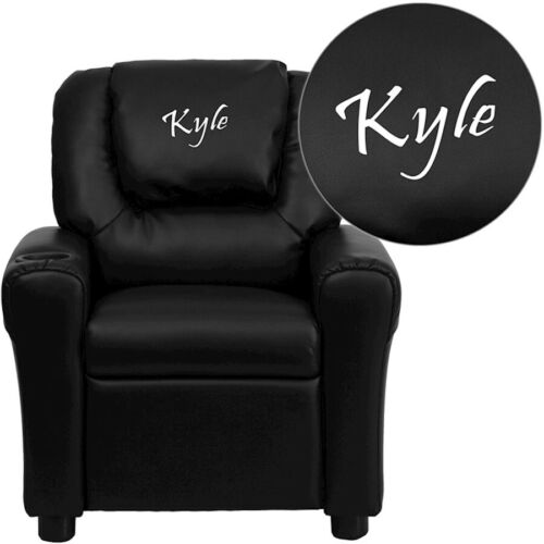Flash Furniture Black Leather Kids, Oversized Leather Recliner With Cup Holder