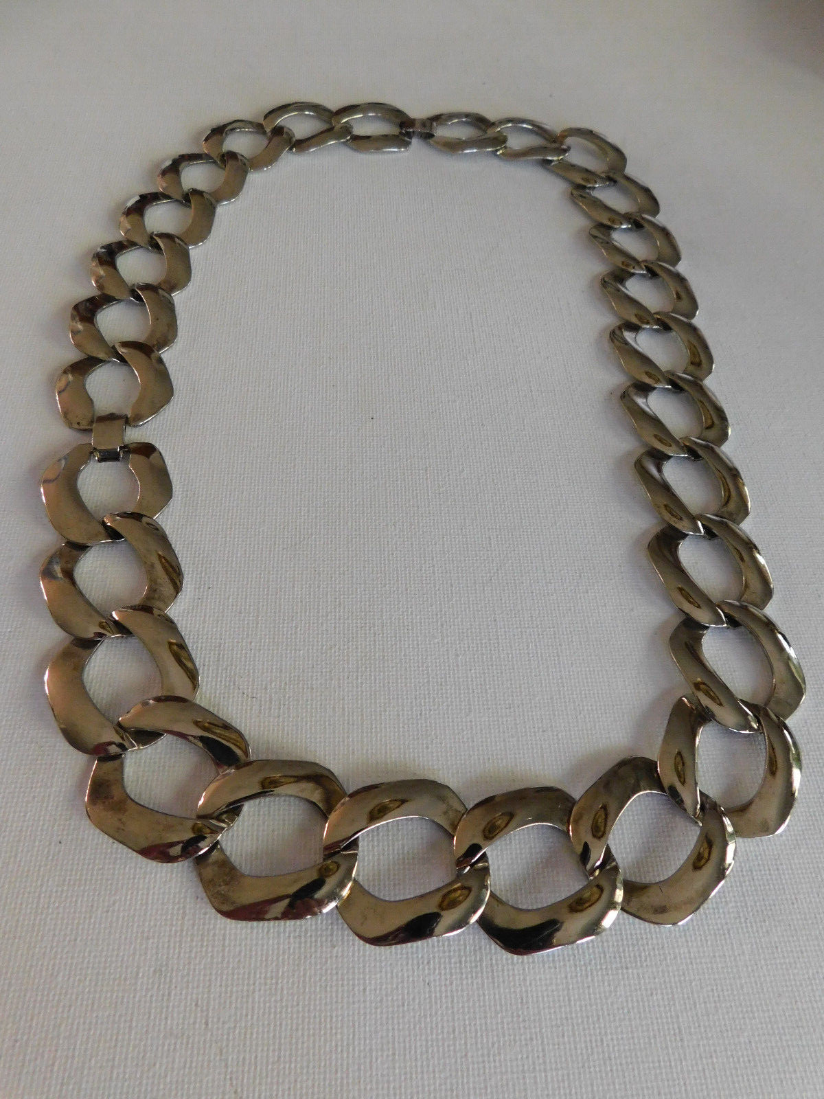Silver Tone Large Loop Long  Statement Necklace - image 1