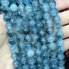 Blue White Multicolor Chalcedony Round Gemstone Loose Beads 15'' 6mm 8mm