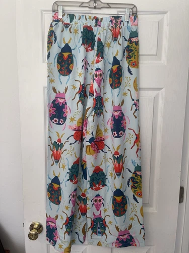Wide Leg Stretch Waist Pants Size Large Insects & Bugs