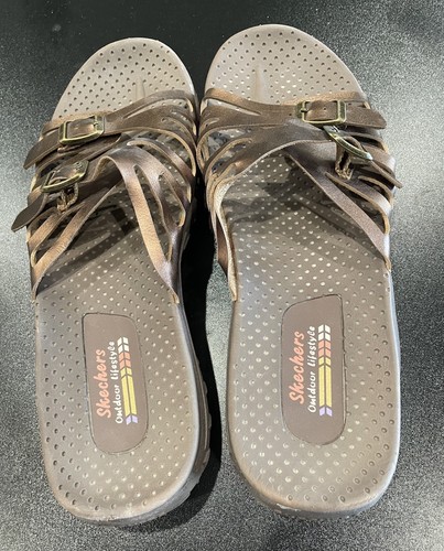 Sandali slip-on Skechers outdoor lifestyle donna marroni comodi casual 9 - Foto 4 di 8