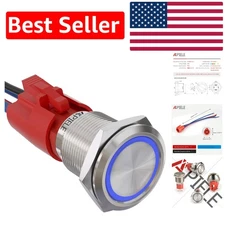 Waterproof Switch - 10 Amp 12V LED Push Button Round Stainless Steel