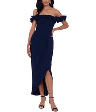 XSCAPE Womens Solid Gown Dress, navy, 4