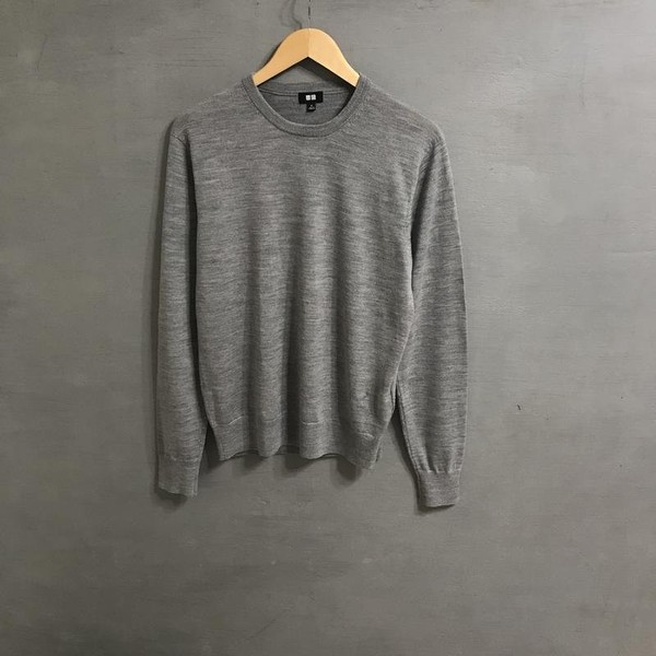 Men Uniqlo Sweater Grey Wool 38 / M / 46