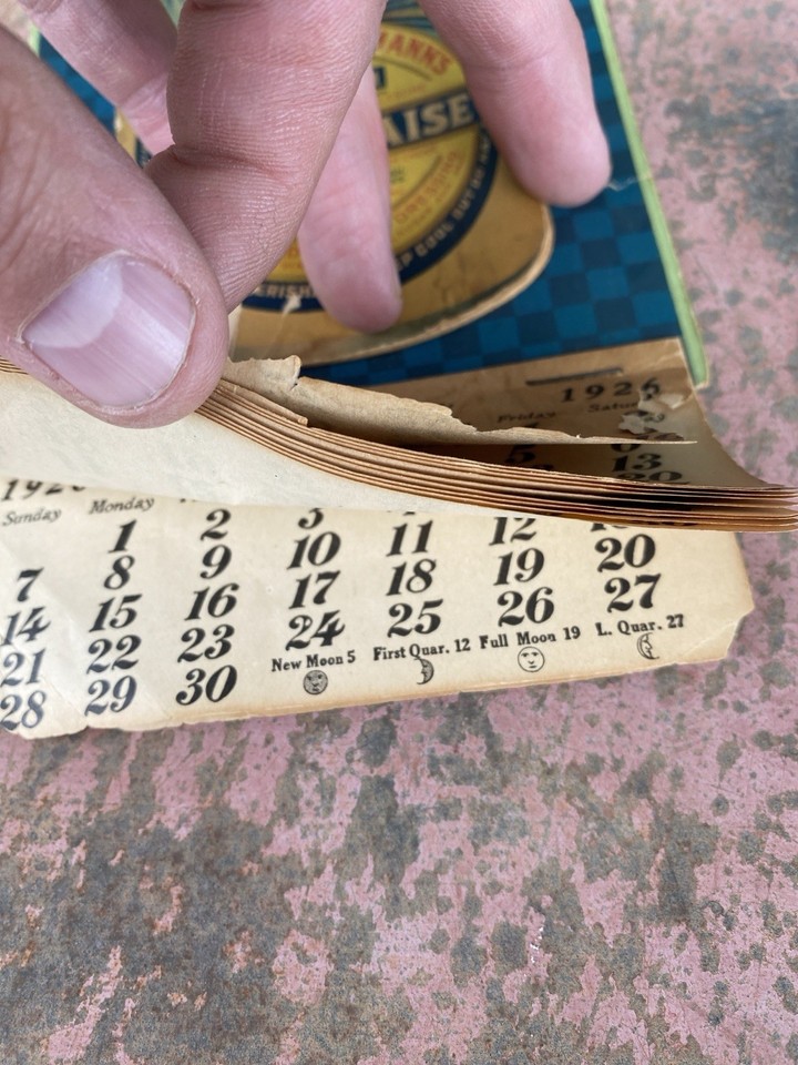 Antique HELLMANN'S 1926 Calendar BLUE RIBBON MAYONNAISE Early ...