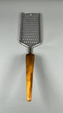 Vintage Cheese Grater Zester Stainless Steel Brown Swirl Bakelite Handle #1