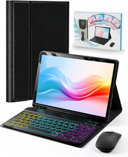 Case with Keyboard for Samsung Galaxy Tab A11 Plus 2025 7 Color Rainbow Bac