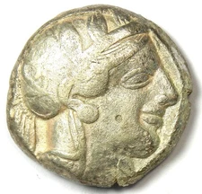 Attica Athens Athena Owl AR Tetradrachm Silver Coin 440-404 BC - Fine + Test Cut