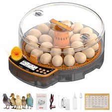 Pet Deluxe 24 Egg Incubator with Automatic 360 Egg Turning, Humidity Control,