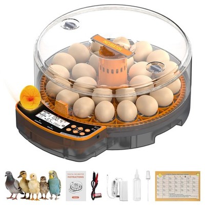 Pet Deluxe 24 Egg Incubator with Automatic 360 Egg Turning, Humidity Control,