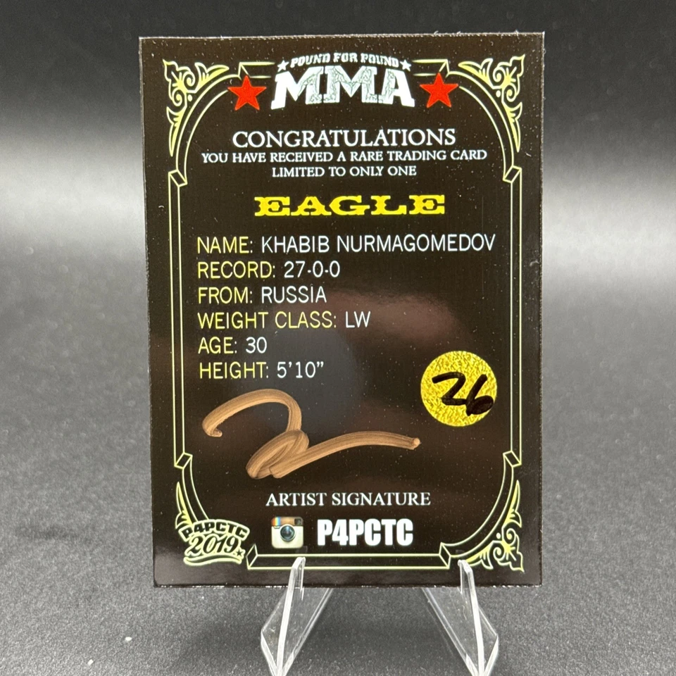 Khabib Nurmagomedov 2019 UFC artist Sig 1/1. Great Addition For Collection KB! - Image 2 of 4