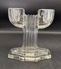 Vintage Anchor Hocking Queen Mary Clear Double Candlestick Depression-Art Deco