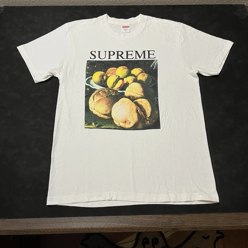 Chemise blanche nature morte suprême FW18 2018 poires moyennes Cézanne art tee painting