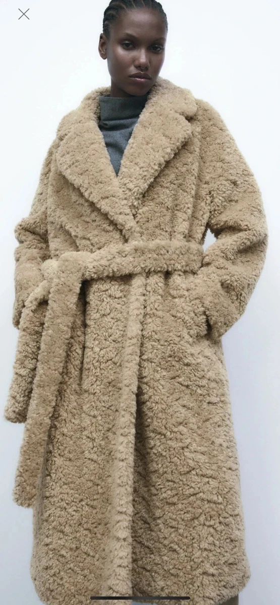 Zara Faux Fur Outer Shell Coats, Jackets & Vests Beige for Women