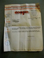 ancienne lettre usine à papier Cempa Paris 1939 Bagnolet