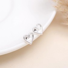 925 Sterling Silver Open Heart Stud Women Engagement Earrings