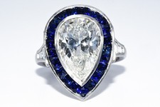 $225,000 7.90CT ART DECO NATURAL EUROPEAN CUT PEAR DIAMOND ENGAGEMENT RING PLAT