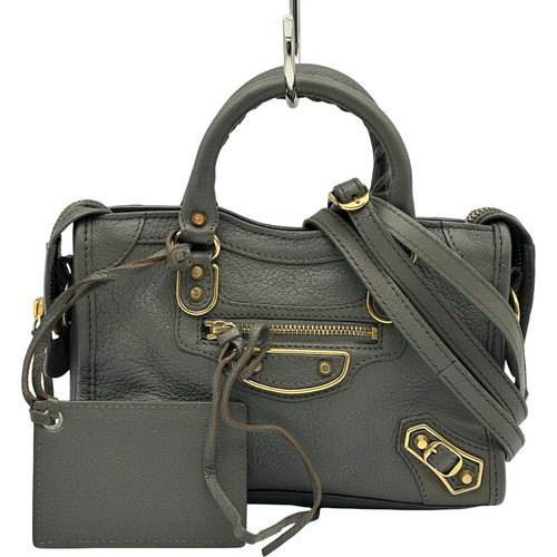 BALENCIAGA Classic Nano City 505982 Gray Shoulder Bag #2269