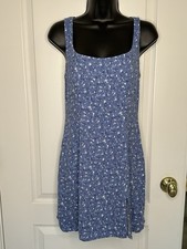 Reformation Cute Sexy Slit Blue White Floral Ditsy Print Dress 6 Small