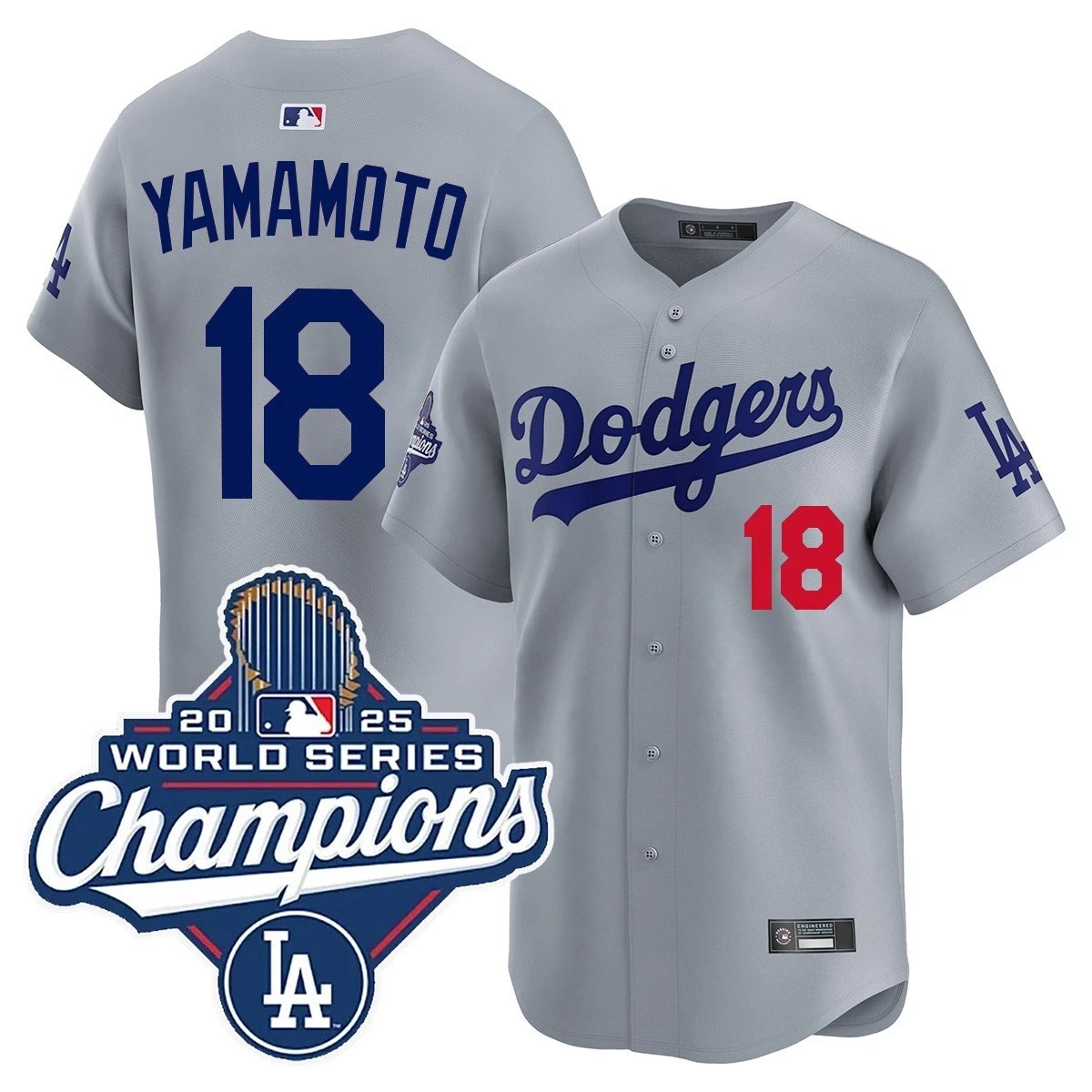 Men's Dodgerss Grey 2025 World Series Champion Limited Edition Jersey