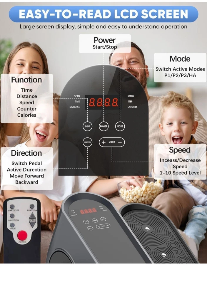 HJDFGSS Under Desk Elliptical Machine, Electric Ellipse Leg Exerciser Dark Gray  - Image 3 of 4