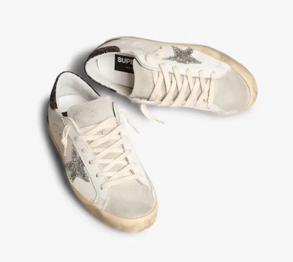 Scarpe Golden Goose Super-Star Donna stella argento tallone glitter - Immagine 2 di 4