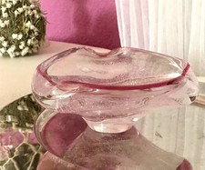 Murano 60er 70er Jahre Schale Glas rosa rot So Sch&ouml;n! Schaum Luftblasen
