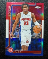 2025-26 TOPPS CHROME BASKETBALL JADEN IVEY PISTONS RED WHITE BLUE REFRACTOR 61