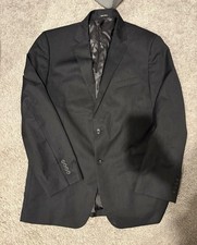 Pronto Uomo Platinum Modern Fit Black Wool Suit Jacket 46 Long Men's
