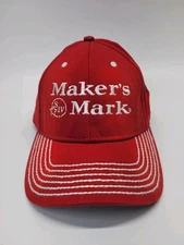 Makers Mark Red Hat Adult Adjustable Strapback White Stitching Baseball Cap