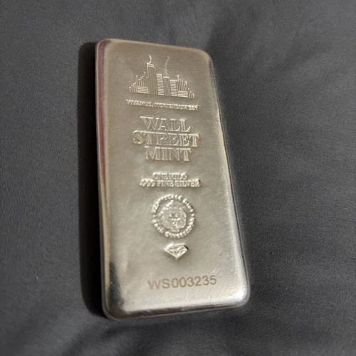 1 Kilo .999 Silver Bar Wall Street Mint Silver Bullion - 32.15 Troy Oz #A512