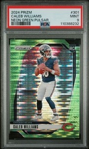 2024 PRIZM 301 CALEB WILLIAMS PSA 9 NEON GREEN PULSAR ROOKIE CARD RC