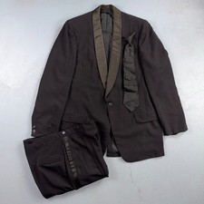 VTG 50s After Six Rudofker Shawl Collar Wool 2 Pc Tuxedo Mens 42 Black Formal