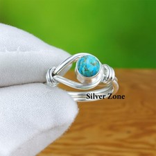 Blue Copper Turquoise Ring  925 Sterling Silver  Vintage Ring  Size 5 -13