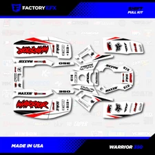 White Red Shift Racing Graphics kit fits Yamaha Warrior 350 87-04 electric start