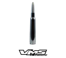 VMS FORD F150 F250 50 CAL CALIBER BULLET ALUMINUM SHORT ANTENNA CHROME SILVER