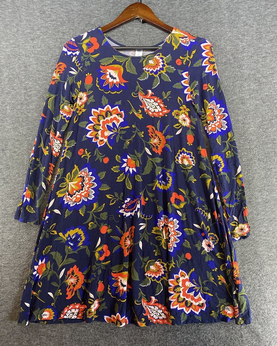 Old Navy Floral Long Sleeve Dress Womens Size Small Colorful Blue Stretch Old Navy Floral Long Sleeve Dress Womens Size Small Colorful Blue Stretch