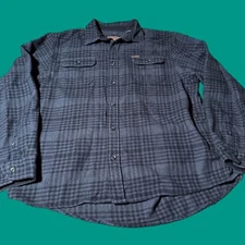Orvis Flannel Plaid Button Down Shirt Black Pockets Long Sleeve Outdoor XXL