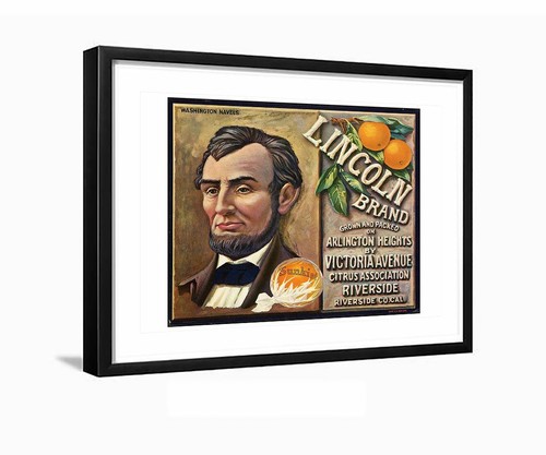 Crate Label Obst Werbung Kunstdruck gerahmt Lincoln Brand Arlington Heights - Bild 1 von 3