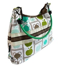 Orla Kiely Vintage Sling Shoulder Bag Apple Stem Flower Canvas Bungee Cord Strap