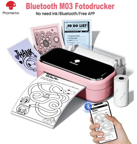 Phomemo M03 Tragbarer Thermotaschendrucker Bluetooth Mobile Drucker Notizdrucker - Bild 16 von 20