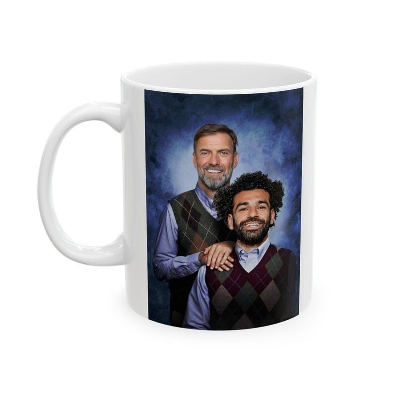 Jurgen Klopp Mo Salah Coffee Mug - Funny Liverpool Tea Coffee Cup for Soccer